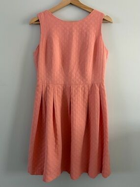 Dorothy Perkins Coral Pleated Fit-and-Flare Dress